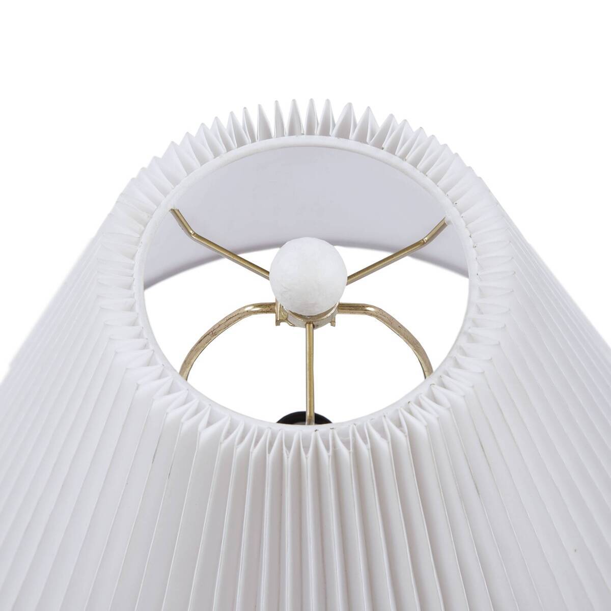 Textured Ceramic Table Lamp with Fluted Fabric Shade - White HouseOfZazla