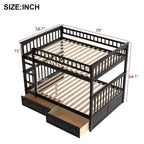 Full Over Full Bunk Bed with Drawers - Gray