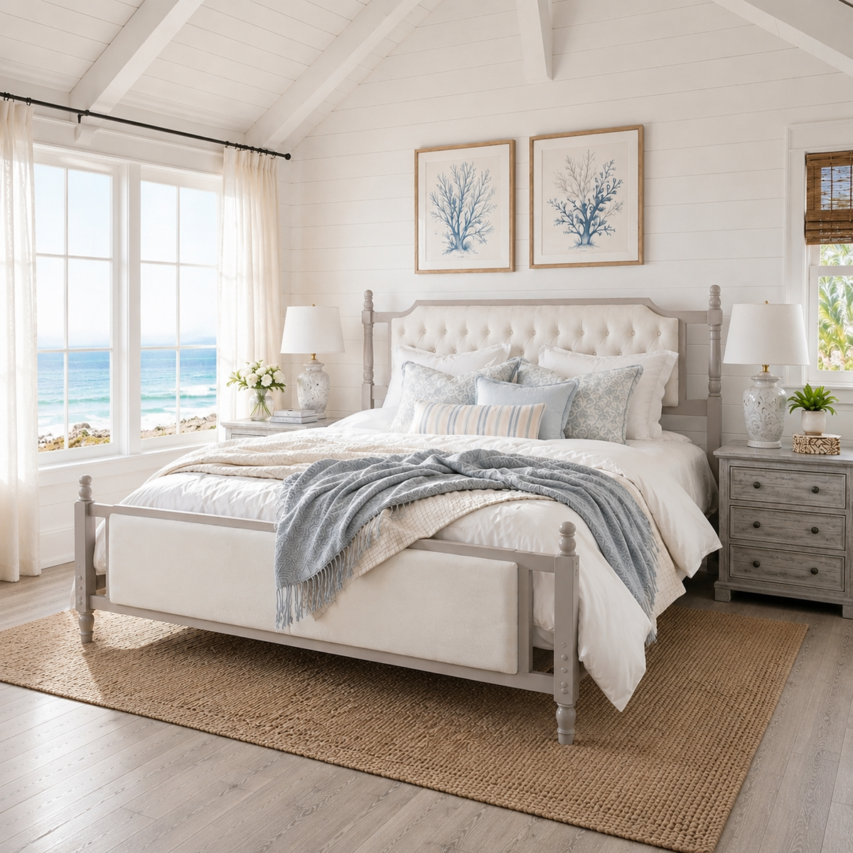 Queen Size Upholstered Platform Bed with Button Tufted Velvet Headboard - Taupe or Brown HouseOfZazla