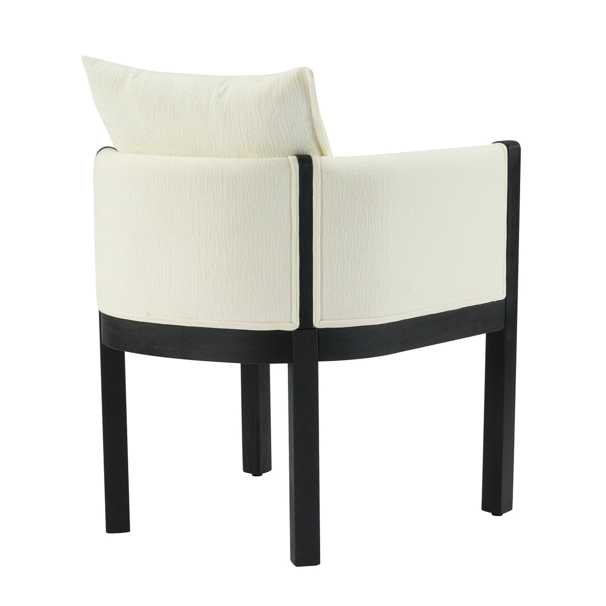 Linen Upholstered Armchair with Black Rubber Wood Legs - White HouseOfZazla