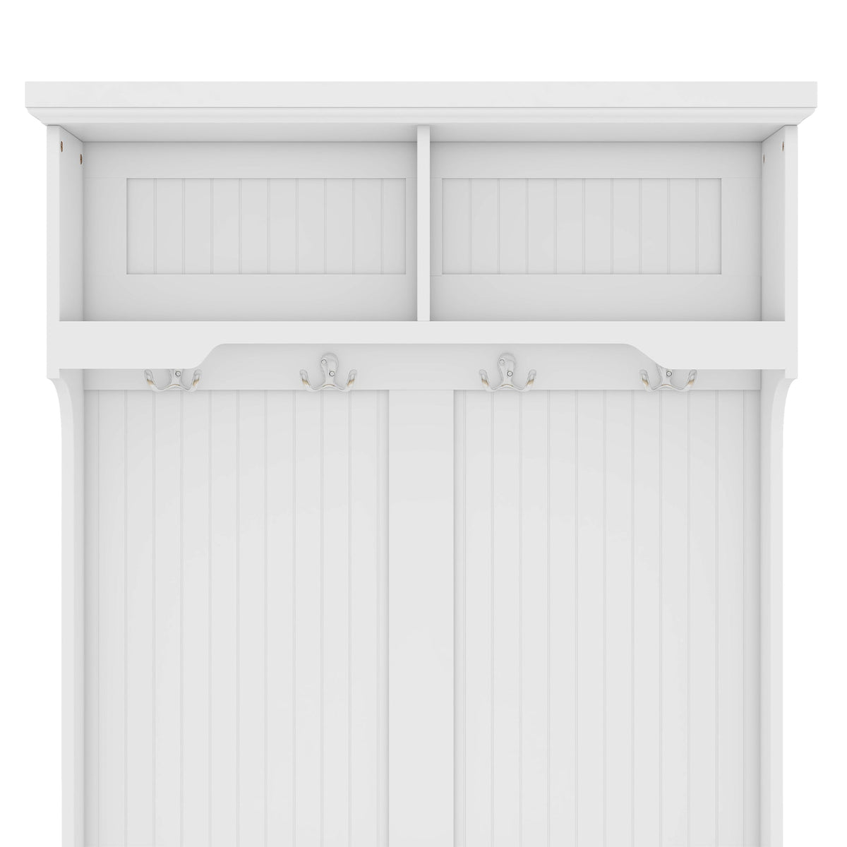 Hall Tree with Storage Shoe Bench for Entryway and Hallway, 4-in-1 Design Coat Racks with 4 Hooks for Living Room, White V.I.P Digital Presence