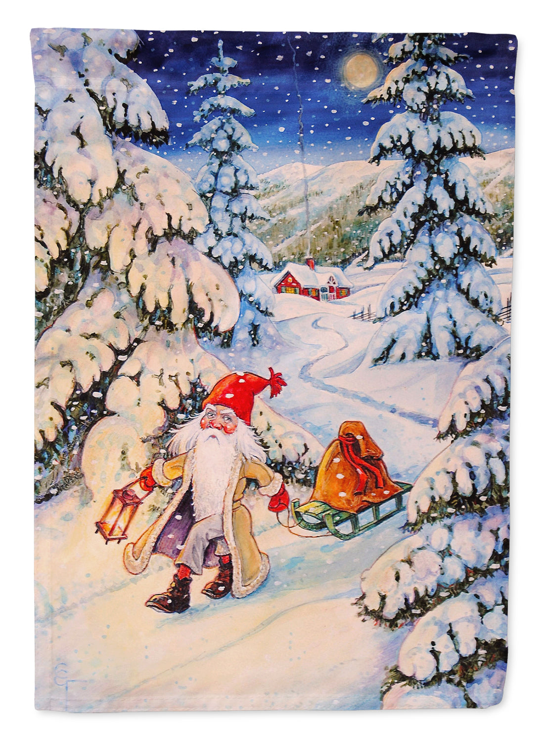 Christmas Gnome pulling a sled Garden Flag Mailbox Decorative Yard Banner Outside Patio Artwork for Flower Beds, Garden Size, Multicolor
