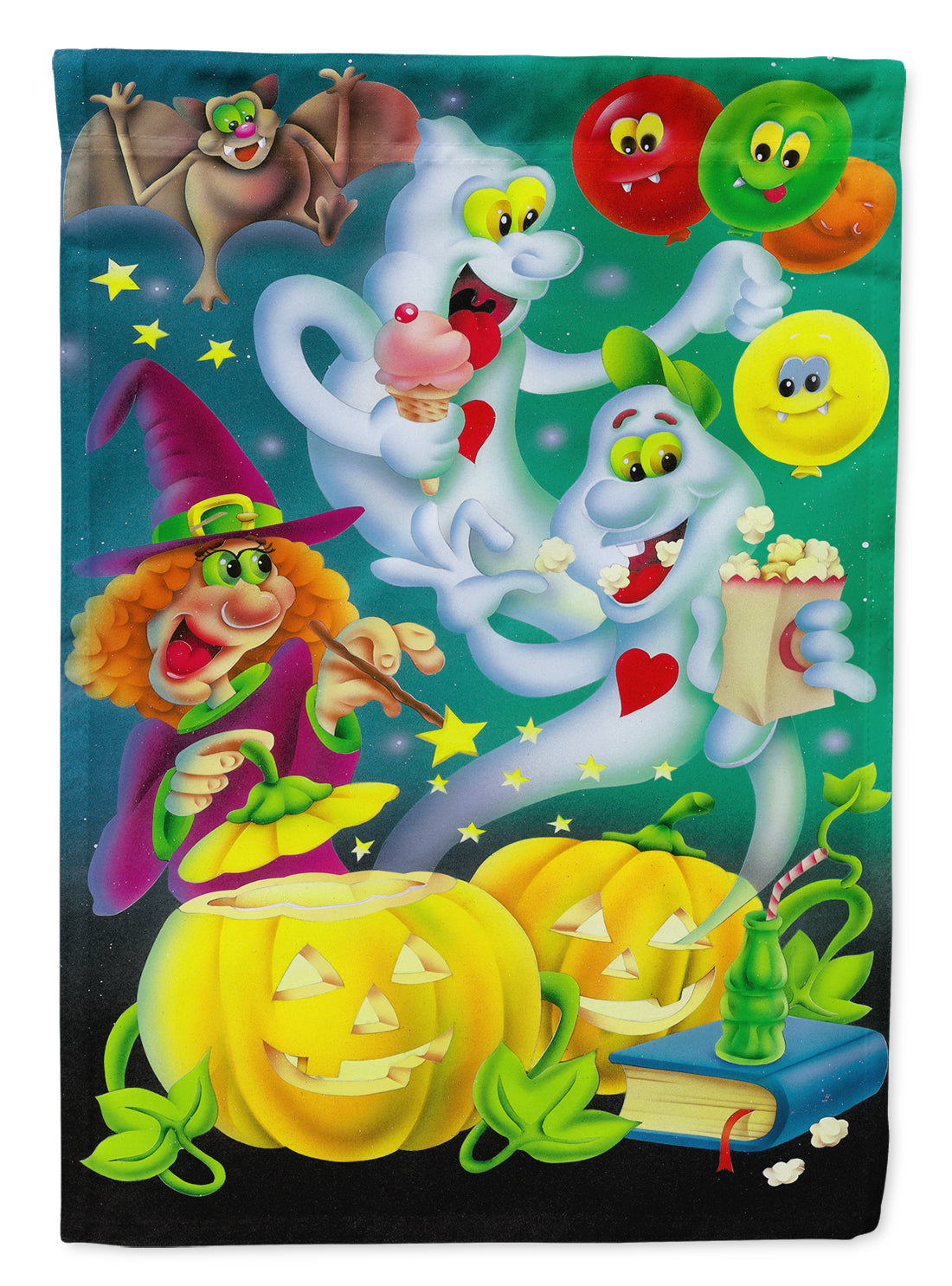 Witch Party with the Ghosts Halloween Garden Flag Mailbox Decorative Yard Banner Outside Patio Artwork for Flower Beds, Garden Size, Multicolor