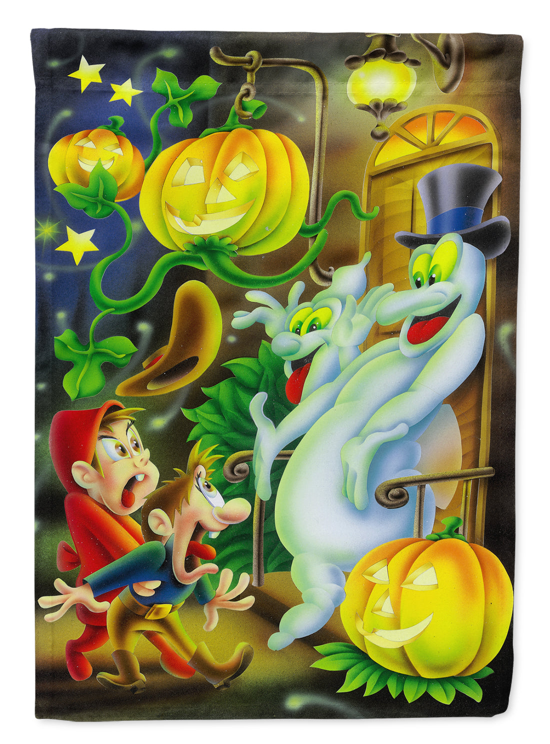Scary Ghosts and Halloween Trick or Treaters Garden Flag Mailbox Decorative Yard Banner Outside Patio Artwork for Flower Beds, Garden Size, Multicolor