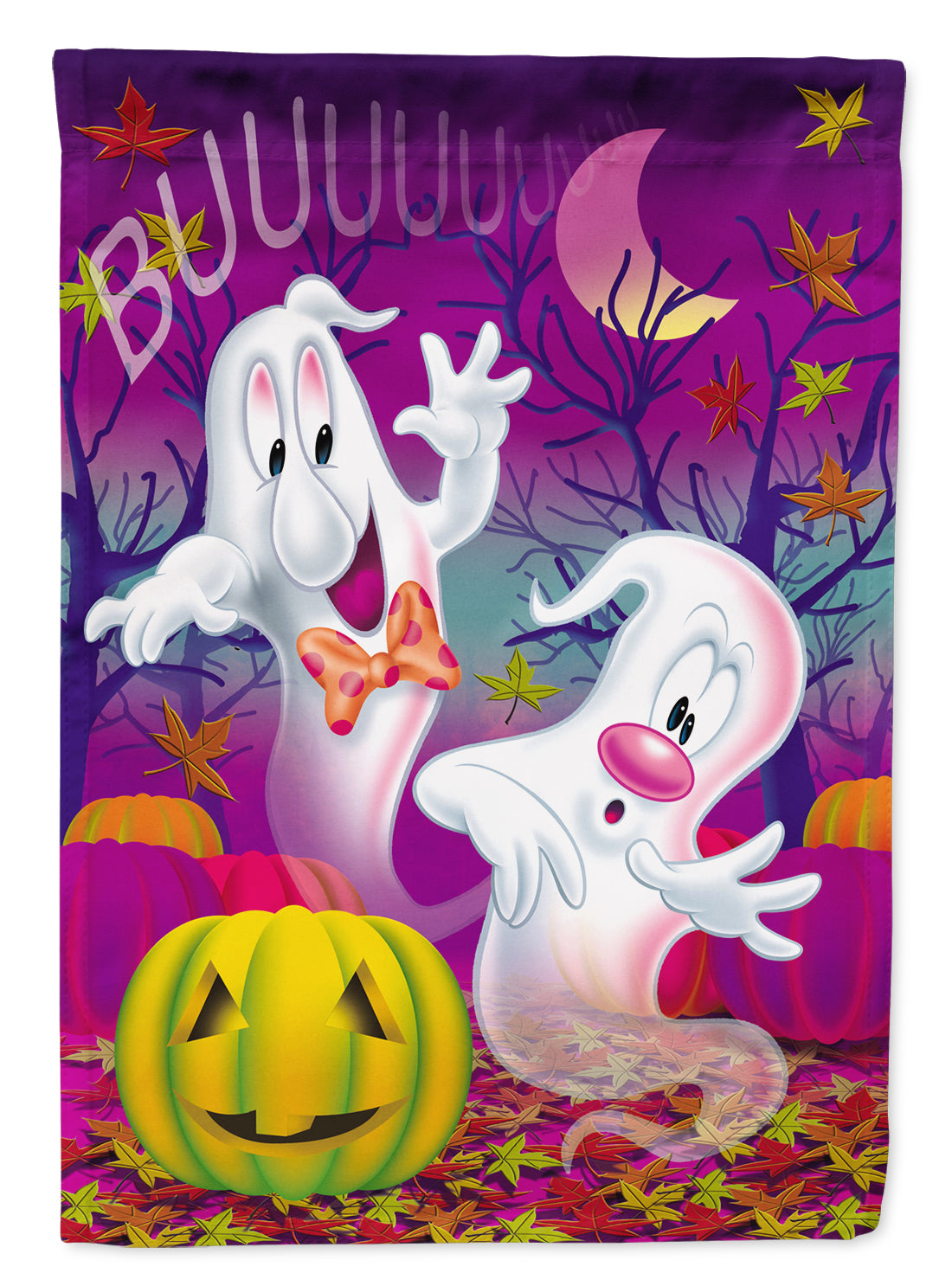 Buuu Ghosts Halloween Garden Flag Mailbox Decorative Yard Banner Outside Patio Artwork for Flower Beds, Garden Size, Multicolor