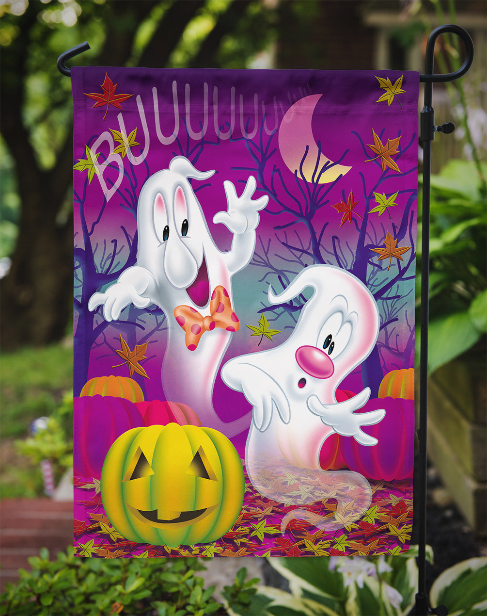 Buuu Ghosts Halloween Garden Flag Mailbox Decorative Yard Banner Outside Patio Artwork for Flower Beds, Garden Size, Multicolor