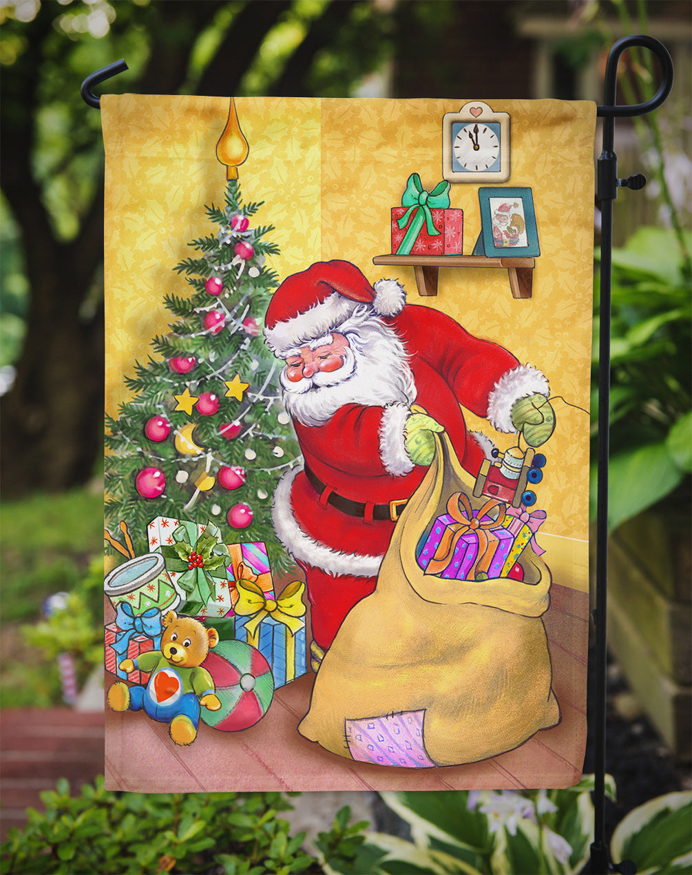 Christmas Santa and His Toys Garden Flag Mailbox Decorative Yard Banner Outside Patio Artwork for Flower Beds, Garden Size, Multicolor