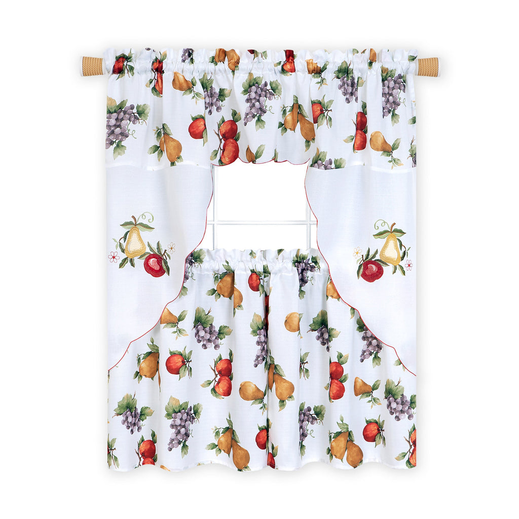 Ambrosia Embellished Tier and Swag Set for Complete Window Elegance - 58x24