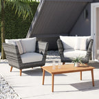 Panther Outdoor Patio Wicker and FSC Wood Seating Set