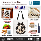 Gothic Ghost with Black Cat Tote Bag, Black Rose Coquette Halloween Gift Shopper OrnamentallyYou