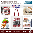 Let's Get Trashed Christmas Raccoon Tote Bag, Funny Gift Shopper Feral Women OrnamentallyYou