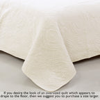 Solid Ivory Chic Brocade Matelassé Medallion Floral Cotton Reversible Quilt Bedding Set (Copy)