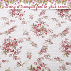 Shabby Chic Vintage Floral Rose Garden Scalloped Cotton Quilted Reversible Throw Blanket