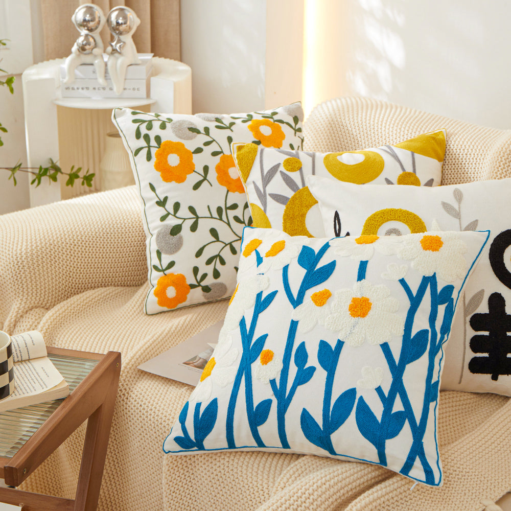 18"x18" Sunshine Blossom Whimsical Floral FULL set of Throw Pillow with insert