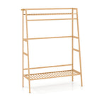 Bamboo Garment Rack with Shelves and Hanging Rod