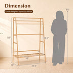 Bamboo Garment Rack with Shelves and Hanging Rod