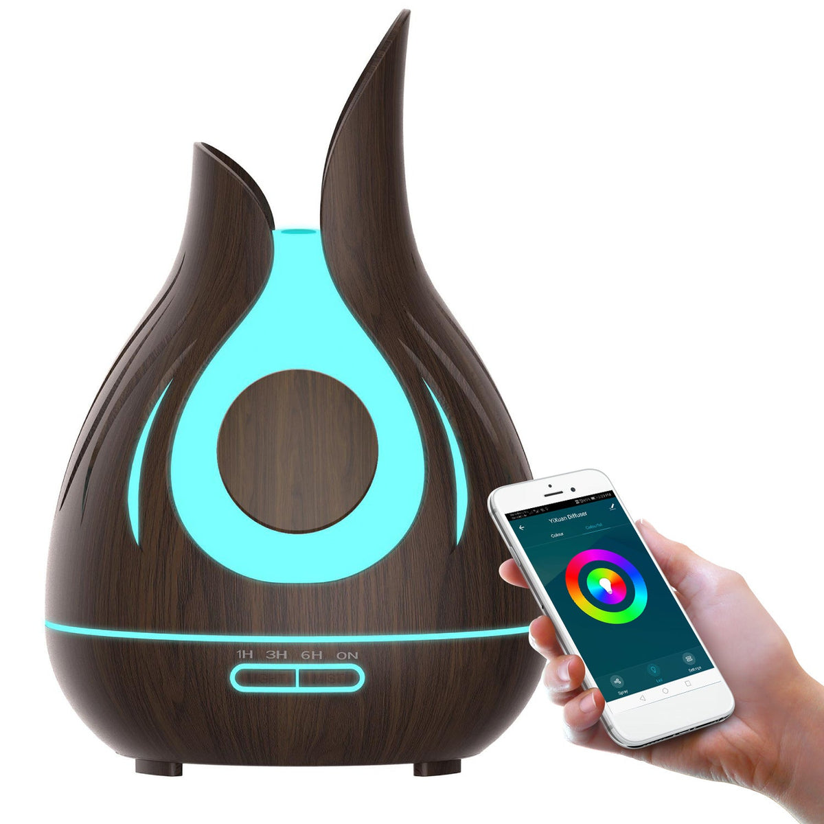 Petal Wood Grain Humidifier 400Ml Hollow Design Bathroom Aroma Diffuser Spray