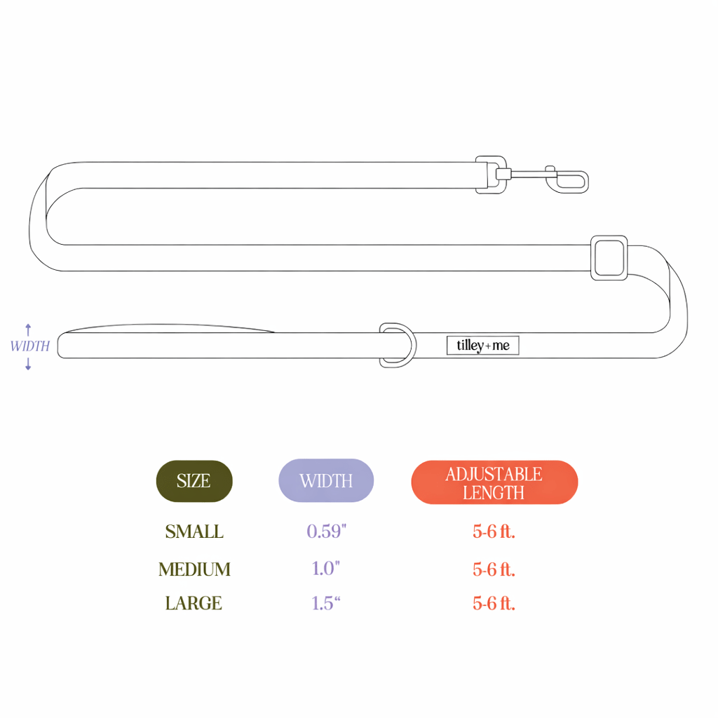 Tilley + Me Hemp Cotton Dog Leash - Durable, Sustainable, Adjustable, Lightweight & Soft- Joshua Tree