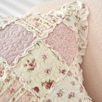 DaDalogy Blush Cottage Rose Pillow Covers – Set of 2, 18x18 Quilted Patchwork Floral Shabby Chic