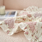 DaDalogy Blush Cottage Rose Pillow Covers – Set of 2, 18x18 Quilted Patchwork Floral Shabby Chic