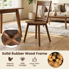 Solid Wood Dining Chairs Set of 4 with Curved Backrest