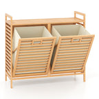 Double Tilt-out Laundry Hamper with 2 Removable Bins-Natural