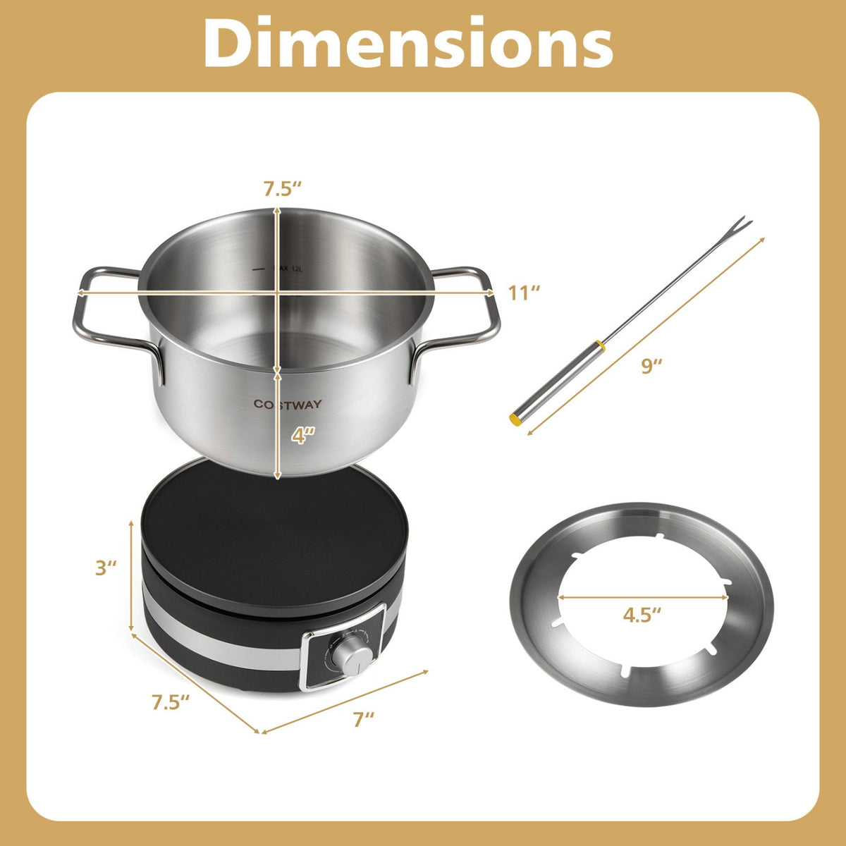 Electric Fondue Pot Set with 6 Forks - 2.6 Quart Capacity DirectDeals