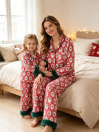 Mommy and Me Christmas Santa Print Pajama Set with Fur Trim Rylee Faith Designs