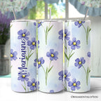 Delicate Blue Wildflowers 20oz Personalized Tumbler With Lid and Stainless Steel Straw, Soft Pastel Floral Pattern Gift Cup OrnamentallyYou