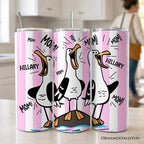 Funny Mom Calling Seagull 20oz Personalized Tumbler With Lid and Stainless Steel Straw, Pink Coastal Bird Gift Cup OrnamentallyYou