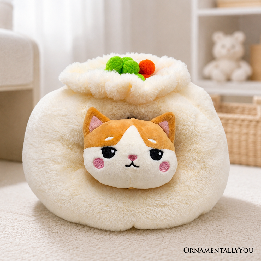Meow Bao the Dumpling Kitty Plushie Set, 7.5" Adorable Soup Dumpling Stuffed Animal Toy for Kids OrnamentallyYou