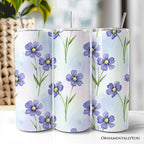 Delicate Blue Wildflowers 20oz Personalized Tumbler With Lid and Stainless Steel Straw, Soft Pastel Floral Pattern Gift Cup OrnamentallyYou