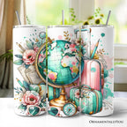 Pink and Teal Wanderlust Girl 20oz Personalized Tumbler With Lid and Stainless Steel Straw, Floral Traveler Adventurer Gift Cup OrnamentallyYou