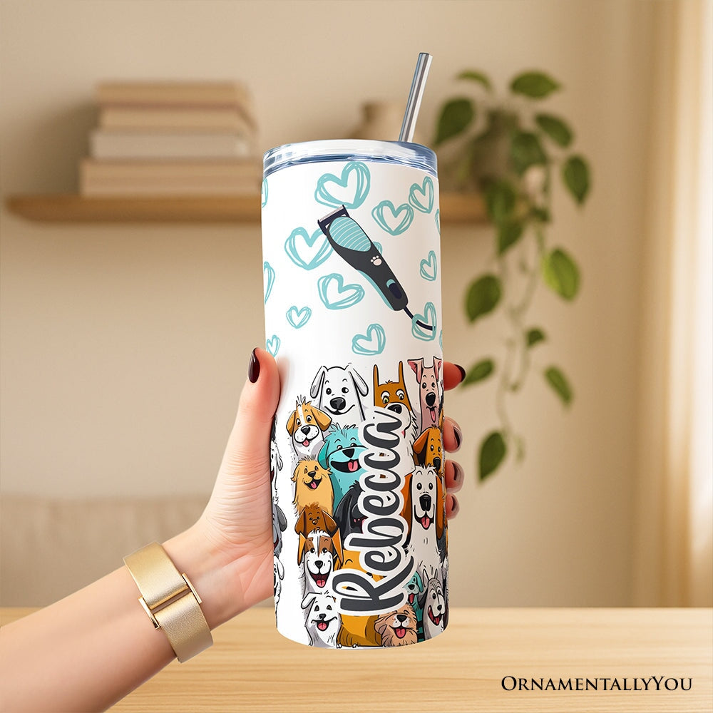 Fluffin' Fabulous Dogs 20oz Personalized Tumbler With Lid and Stainless Steel Straw, Funny Pet Groomer Gift Cup OrnamentallyYou