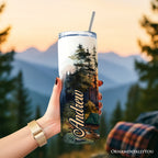 Get Out and Explore 20oz Personalized Tumbler With Lid and Stainless Steel Straw, Forest Camping Adventure Gift Cup OrnamentallyYou