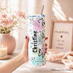 Mom Reminders Butterfly Affirmations 20oz Personalized Tumbler With Lid and Stainless Steel Straw, Encouraging Mom Gift Cup OrnamentallyYou