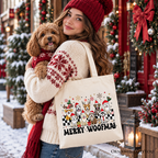 Merry Woofmas Dog Mama Tote Bag, Dogs With Santa Hats Christmas Gift Shopper OrnamentallyYou
