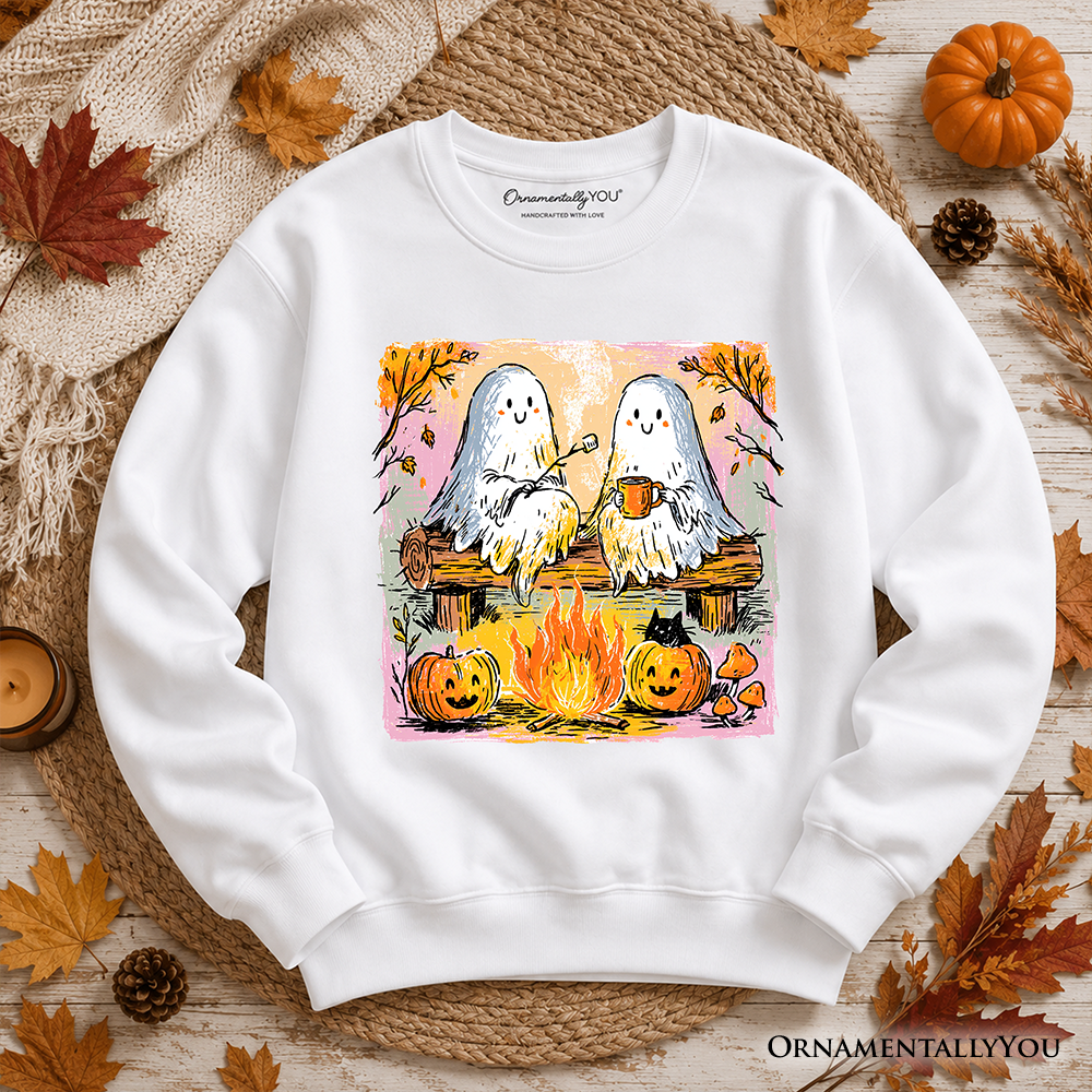 Cozy Campfire Ghosts Sweatshirt, Fall Halloween Pumpkin Sweater OrnamentallyYou