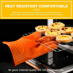 Silicone Oven Mitt | Heat Resistant Gloves with Full Finger and Wrist Protection