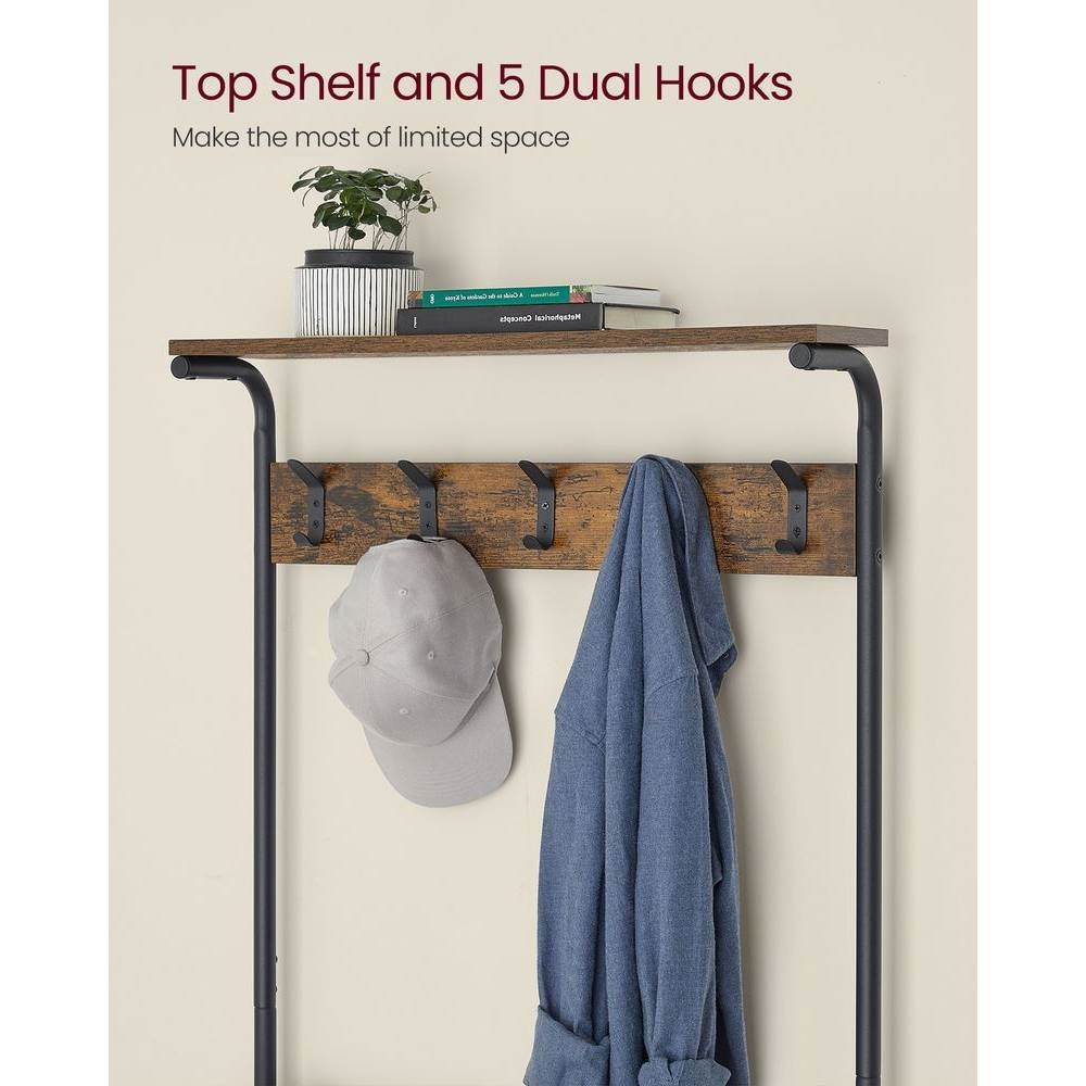 Modern Industrial Style Hall Tree Coat Rack Entryway Shoe Rack with 4 Shelves HomePacific