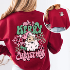 Have A Merry Christmas Retro Santa Front And Back Print Vintage Inspired Graphic Sweatshirt