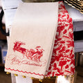 Yuletide Santa on Sleigh Towel with Brass Bells