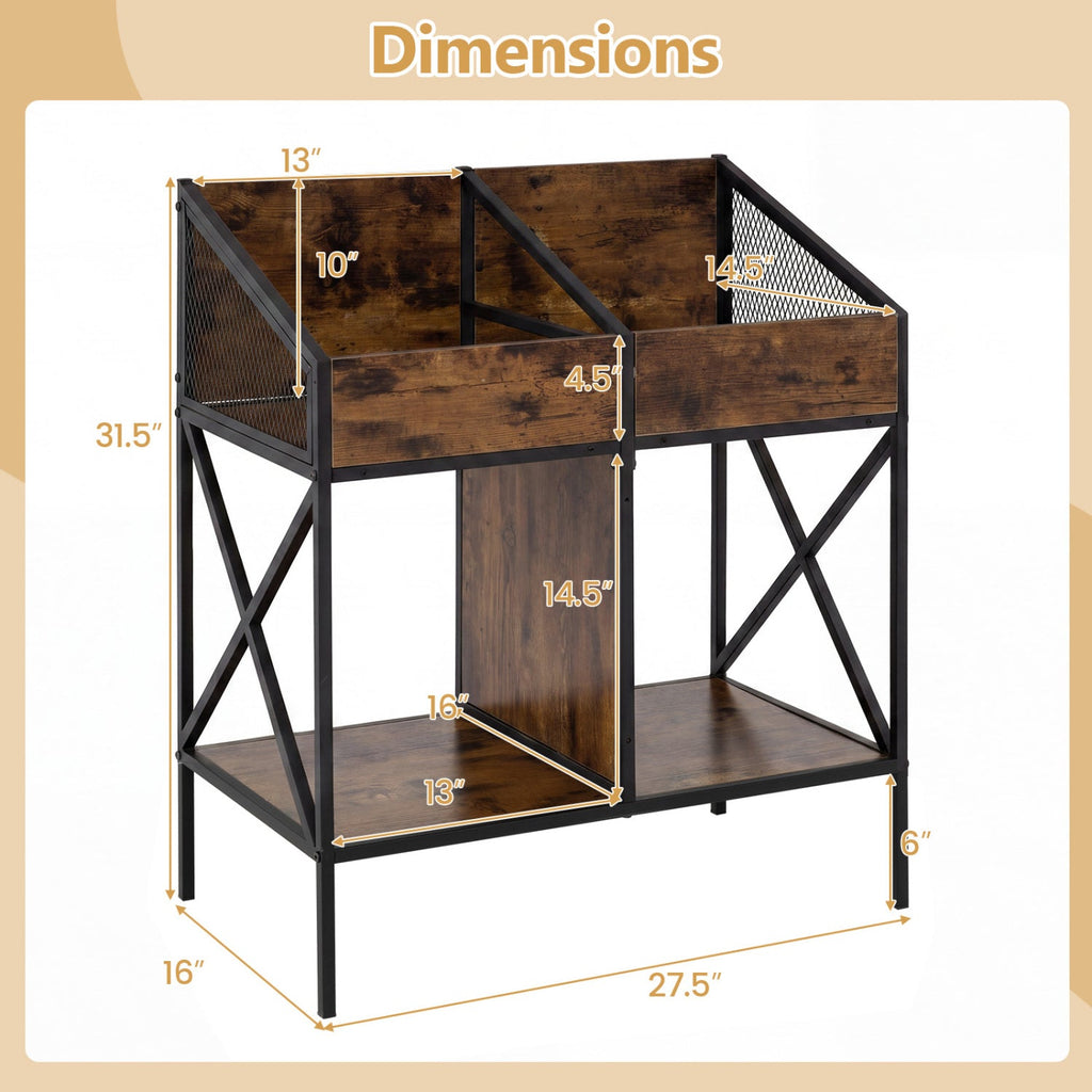 Industrial Vinyl Record Storage Rack with Metal Frame