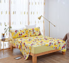 DaDa Bedding Yellow Hummingbird Duvet Cover, Sheets & Valance Set