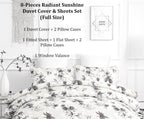 DaDa Bedding Yellow Hummingbird Duvet Cover, Sheets & Valance Set