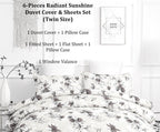DaDa Bedding Yellow Hummingbird Duvet Cover, Sheets & Valance Set