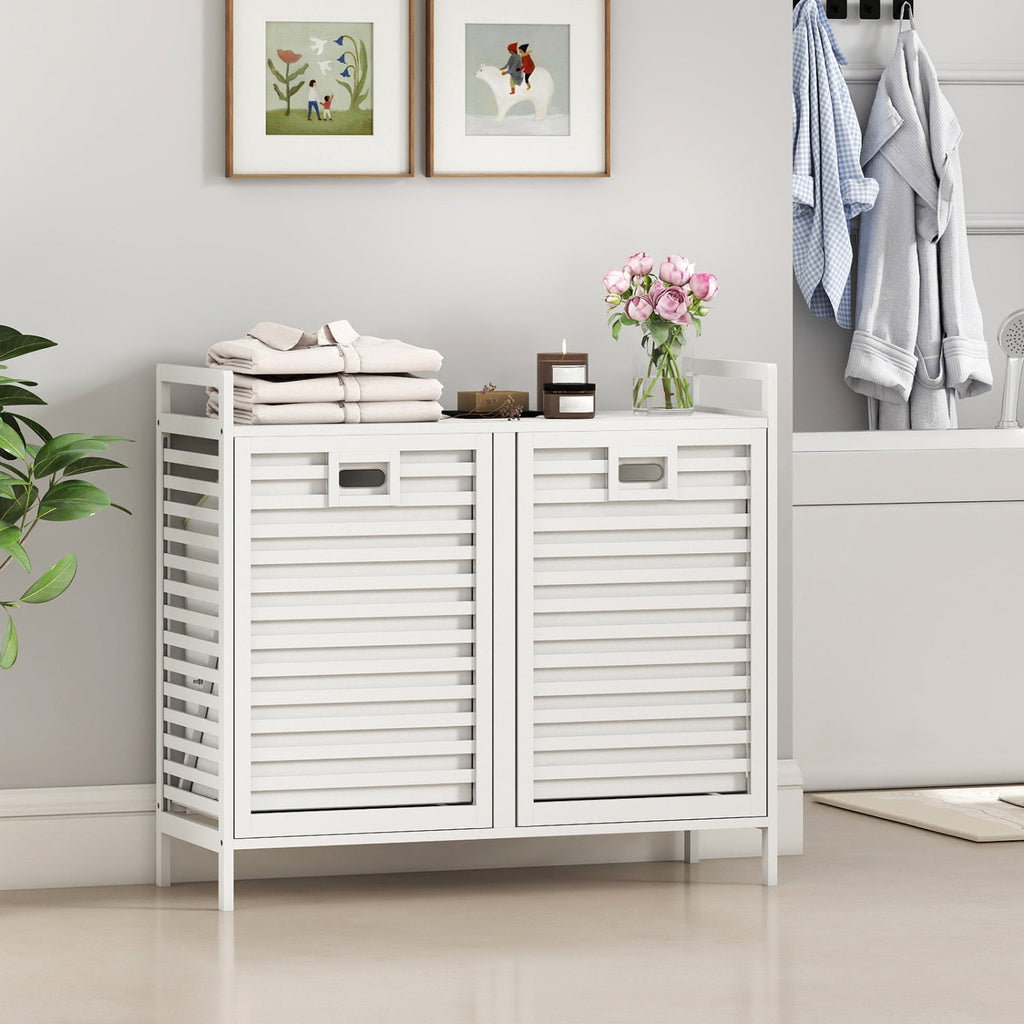 Double Tilt-out Laundry Hamper with 2 Removable Bins-Natural