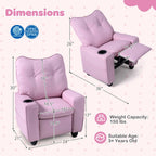 Kids Recliner Chair with Cup Holder and Adjustable Backrest