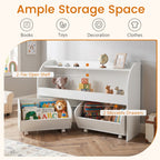 Kids Storage Organizer with Rolling Drawers & Bookshelf