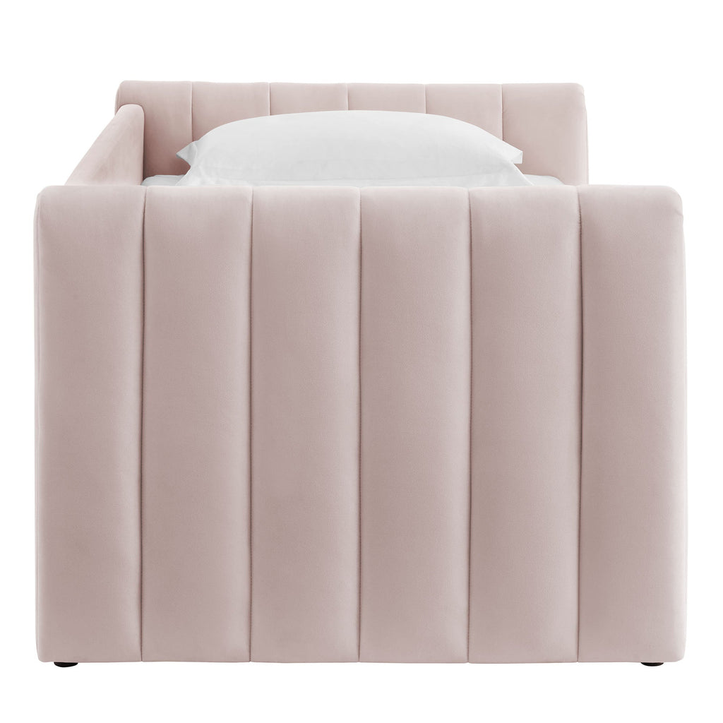 Veyla Channel Tufted Performance Velvet Twin Daybed With Trundle